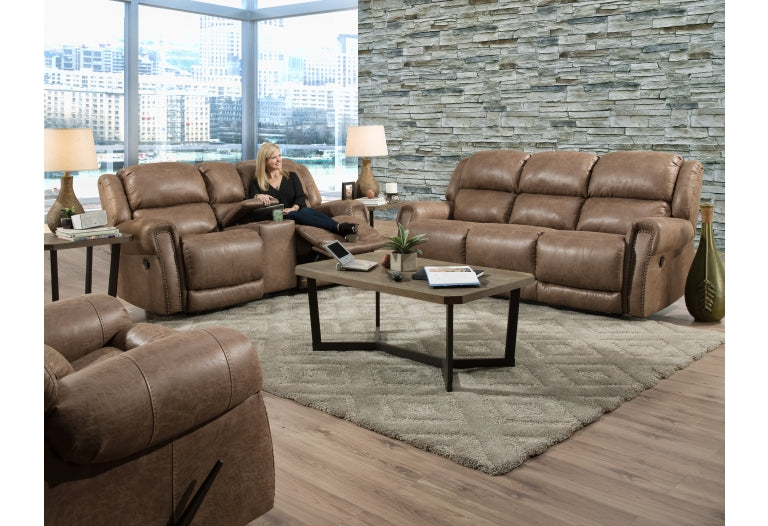 191 Maverick Reclining Console Loveseat -Oak