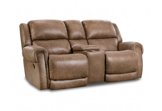 191 Maverick Reclining Console Loveseat -Oak