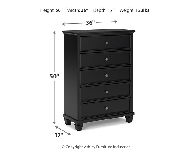 Lanolee Full Panel Bed with Mirrored Dresser and Chest