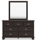 Covetown Twin Panel Bed with Mirrored Dresser, Chest and 2 Nightstands