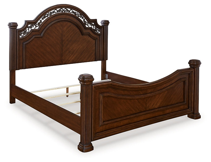 Lavinton Queen Poster Bed with Mirrored Dresser and Nightstand