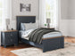 Landocken Twin Panel Bed with Mirrored Dresser, Chest and Nightstand