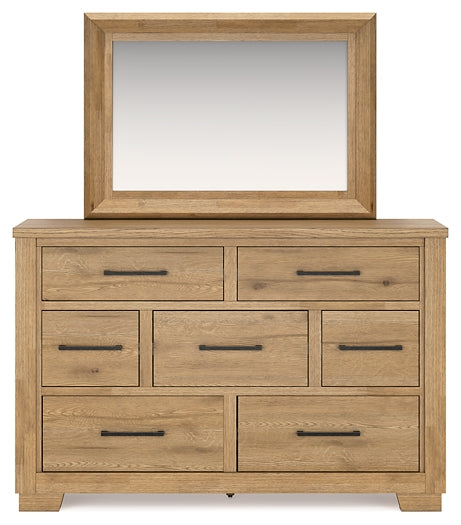 Galliden Queen Panel Bed with Mirrored Dresser