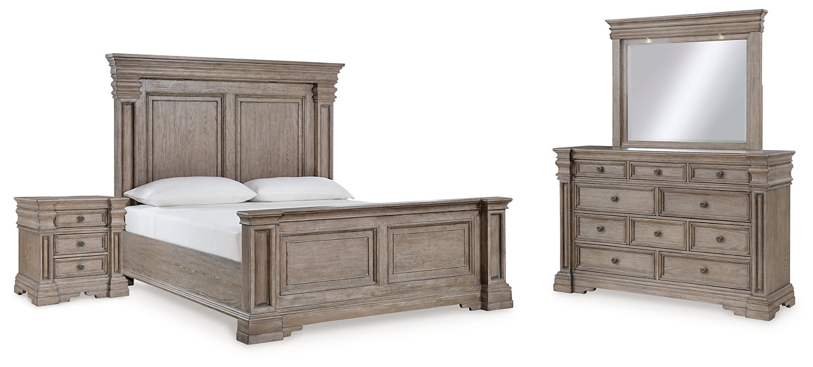 Blairhurst California King Panel Bed with Mirrored Dresser, Chest and 2 Nightstands