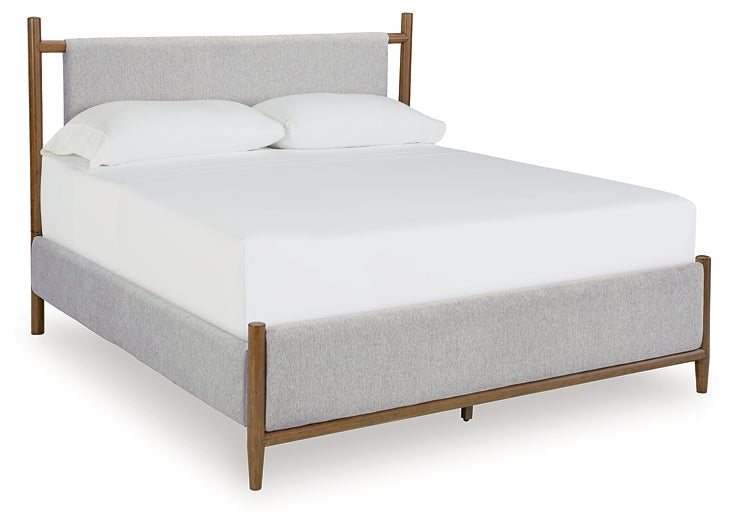 Lyncott King Upholstered Bed with Mirrored Dresser