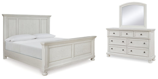 Robbinsdale Queen Panel Bed with Mirrored Dresser