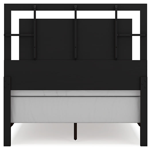 Covetown Full Panel Bed with Mirrored Dresser and 2 Nightstands