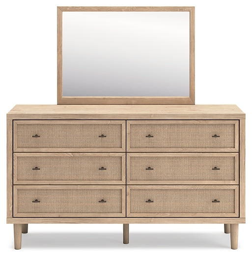 Cielden Queen Panel Headboard with Mirrored Dresser and 2 Nightstands