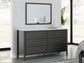 Cadmori Full Upholstered Bed with Mirrored Dresser and 2 Nightstands