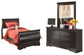 Huey Vineyard Full Sleigh Bed with Mirrored Dresser