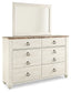 Willowton  Panel Bed With Mirrored Dresser, Chest And Nightstand