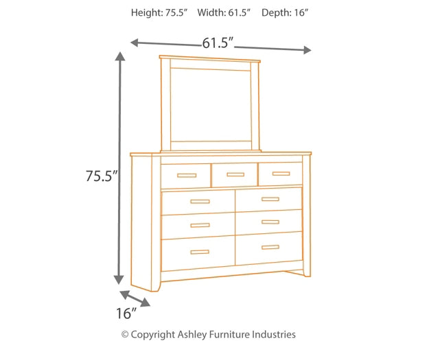 Brinxton King Panel Bed with Mirrored Dresser and 2 Nightstands