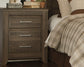 Juararo California King Poster Bed with Mirrored Dresser, Chest and 2 Nightstands