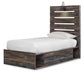 Drystan Twin Panel Bed with 4 Storage Drawers with Mirrored Dresser and Chest