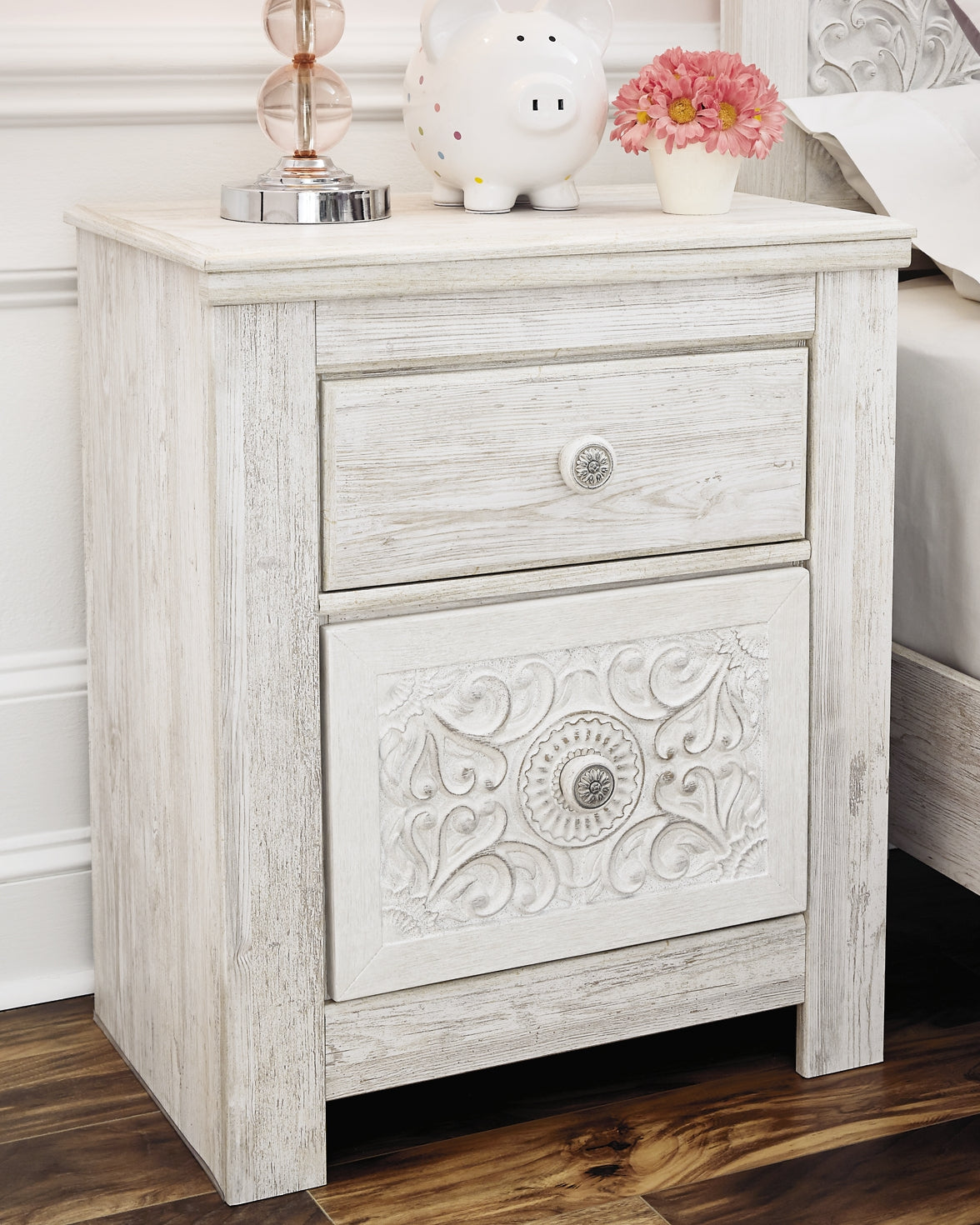 Paxberry Twin Panel Bed with Nightstand