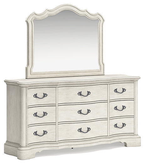 Arlendyne Queen Upholstered Bed with Mirrored Dresser