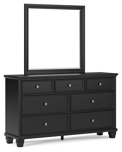 Lanolee Full Panel Bed with Mirrored Dresser and Nightstand