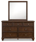 Danabrin California King Panel Bed with Mirrored Dresser, Chest and Nightstand