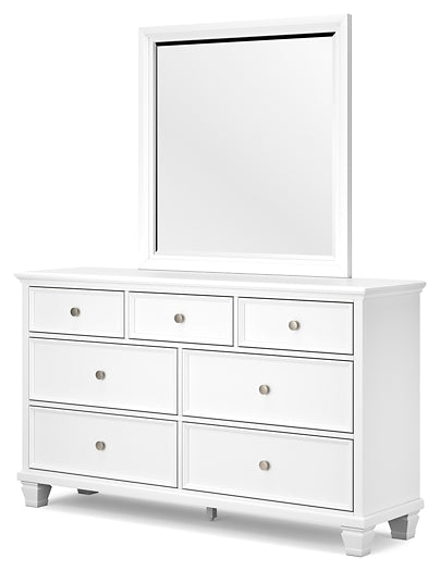 Fortman Queen Panel Bed with Mirrored Dresser and 2 Nightstands